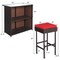 Costway 3PCS Patio Rattan Wicker Bar Table Stools Dining Set Cushioned Chairs Garden Red
